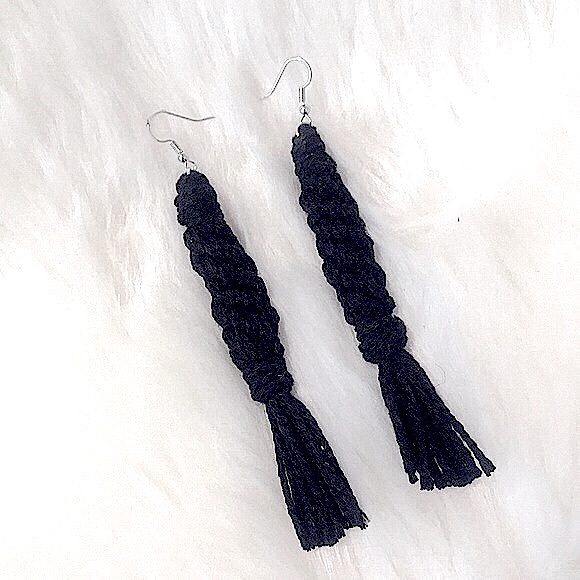 🆓w/$👋🏻Made Macrame 4ply Round Landyard Earrings - Picture 5 of 16